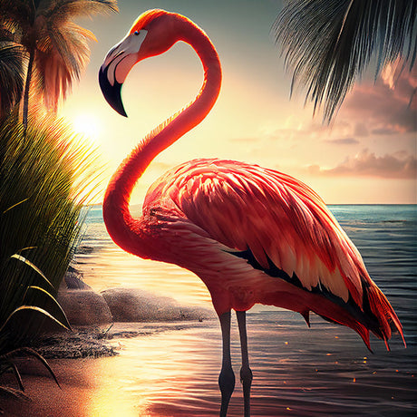 Vibrant red Greater Flamingo wall art print, perfect for adding a pop of color to your home decor.