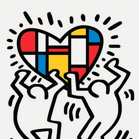 Keith Haring collection wall art featuring love symbol and heart gesture in clip art graphics