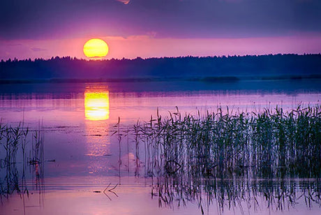 Sunset reflection on Latvian water landscape wall art from the 'Latvia' collection