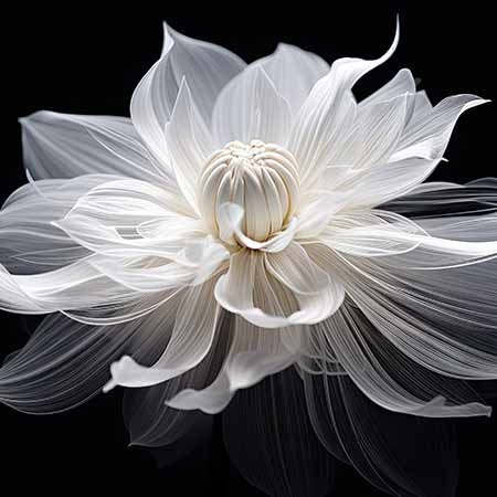 Nature close-up wall art featuring a delicate white flower with translucent petals on black background — Nature Close Ups wall art collection for modern floral decor.