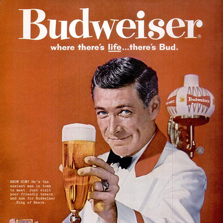 Retro Adverts collection wall art featuring vintage poster art of a beer logo advertising alcoholic liquor.