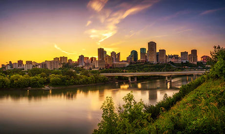 Saskatchewan Collection Wall Art featuring a Metropolitan Cityscape, Skyscrapers, Sky, and Water Resources