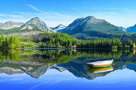 Slovakia Mountain Landscape Wall Art featuring Blue Water Reflections and Green Natural Scenery