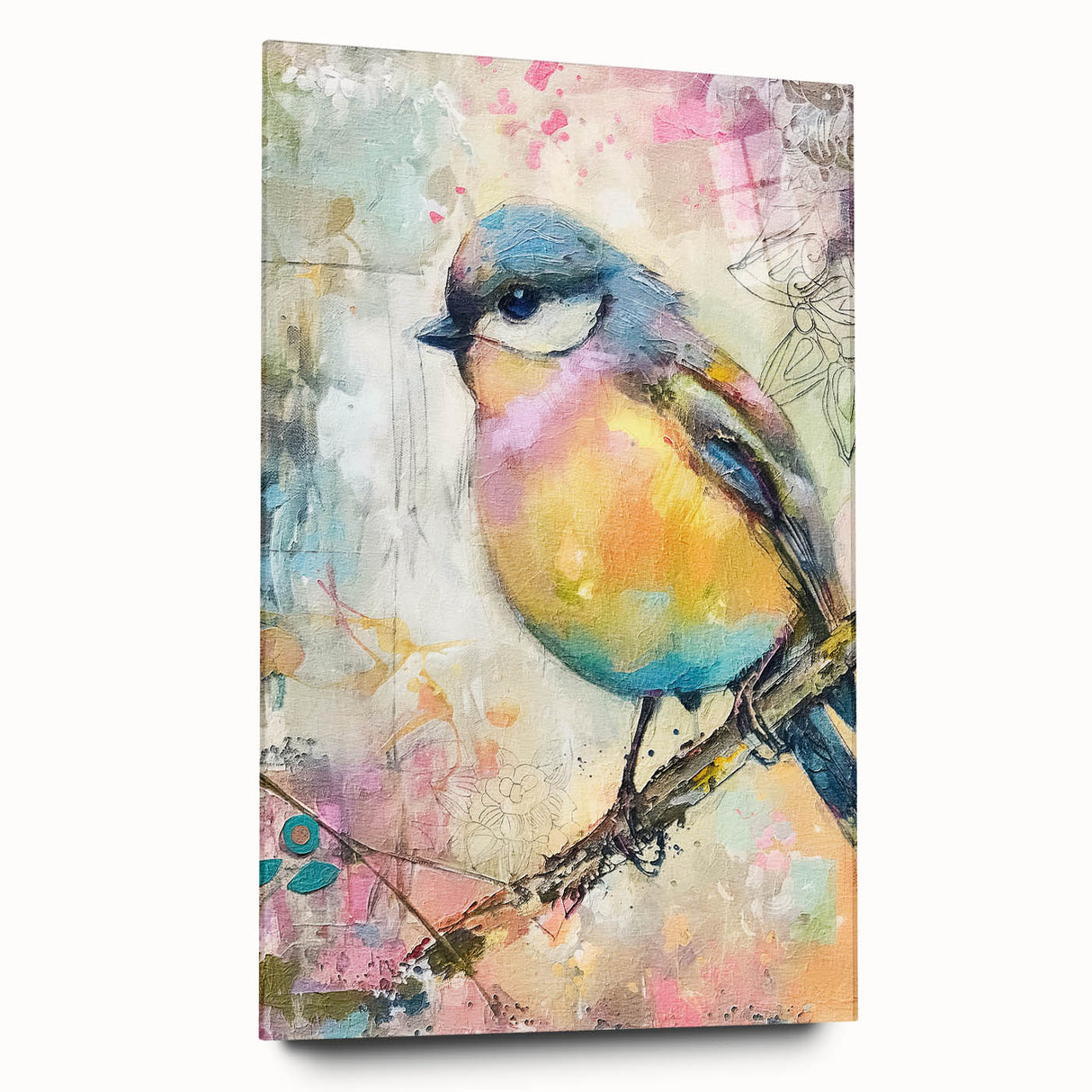Acrylic glass side view display without pins, showcasing a crystal-clear finish, ideal for modern artwork presentation in home or office decor.