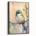 Framed black canvas wall art showcasing an abstract design, viewed from the side, ideal for modern home decor or office space enhancement, emphasizing sleek lines and rich textures.