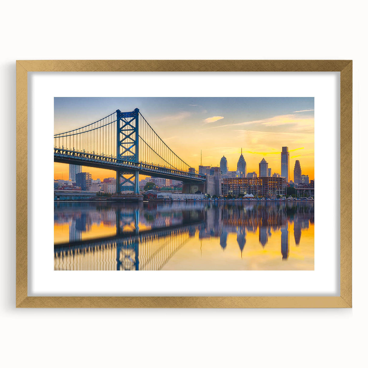 Extra large abstract art print featuring textured swirls in vibrant blue and gold on canvas, ideal for living room decor.