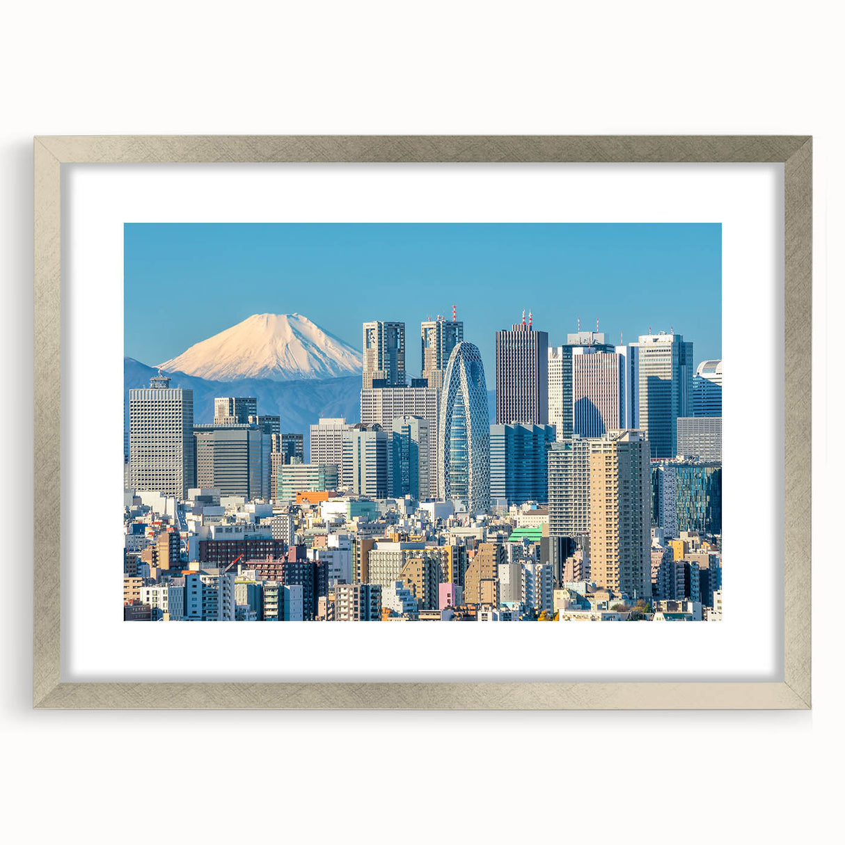 Textured abstract art print in muted gray and blue tones on canvas, suitable for bedroom ambiance.