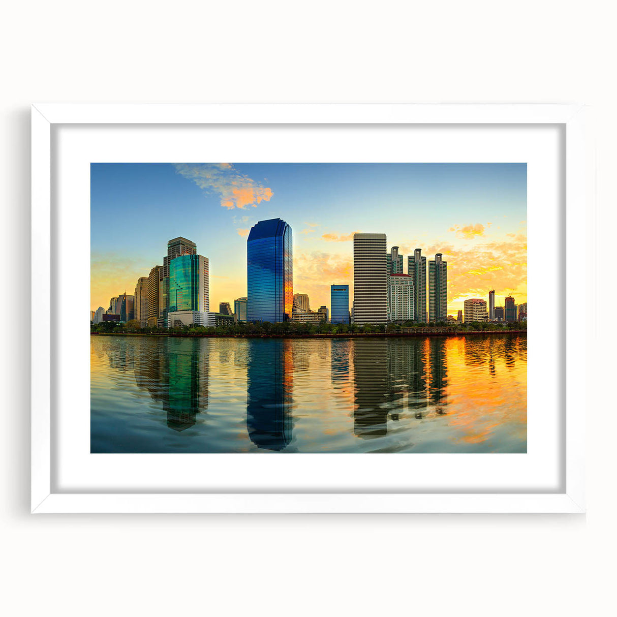 Abstract art print featuring swirling blue and grey tones on canvas, suitable for modern bedroom or dining room decor.