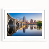 Abstract art print featuring swirling blue and white patterns on canvas, suitable for dining room or bedroom decor.