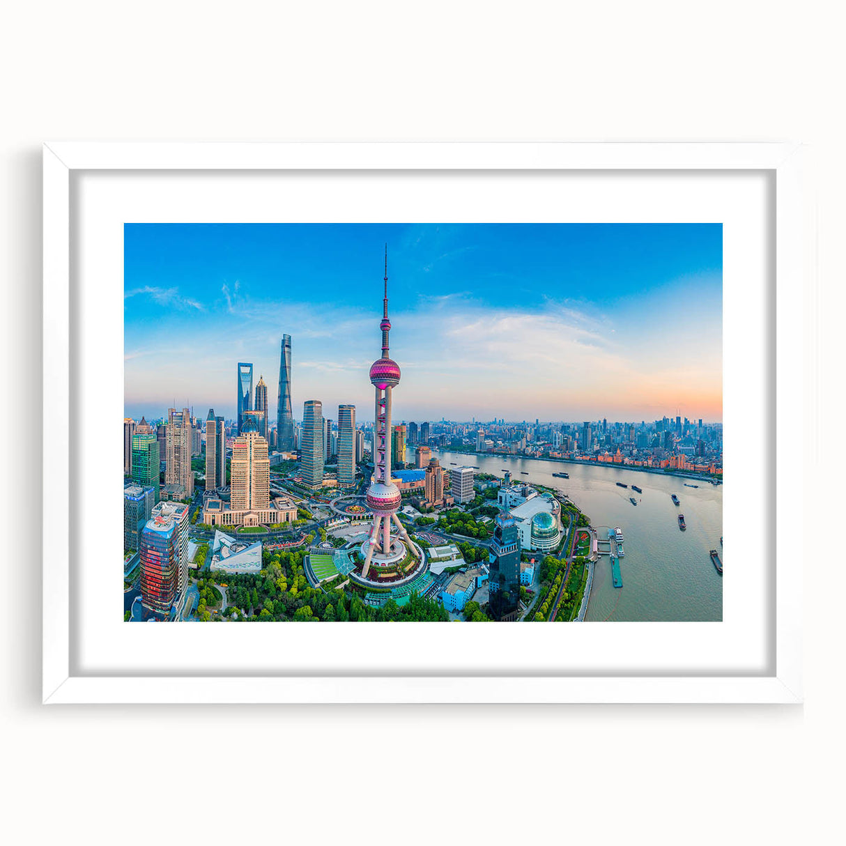 Abstract art print featuring swirling blue and white patterns on canvas, suitable for modern bedroom or dining room decor.