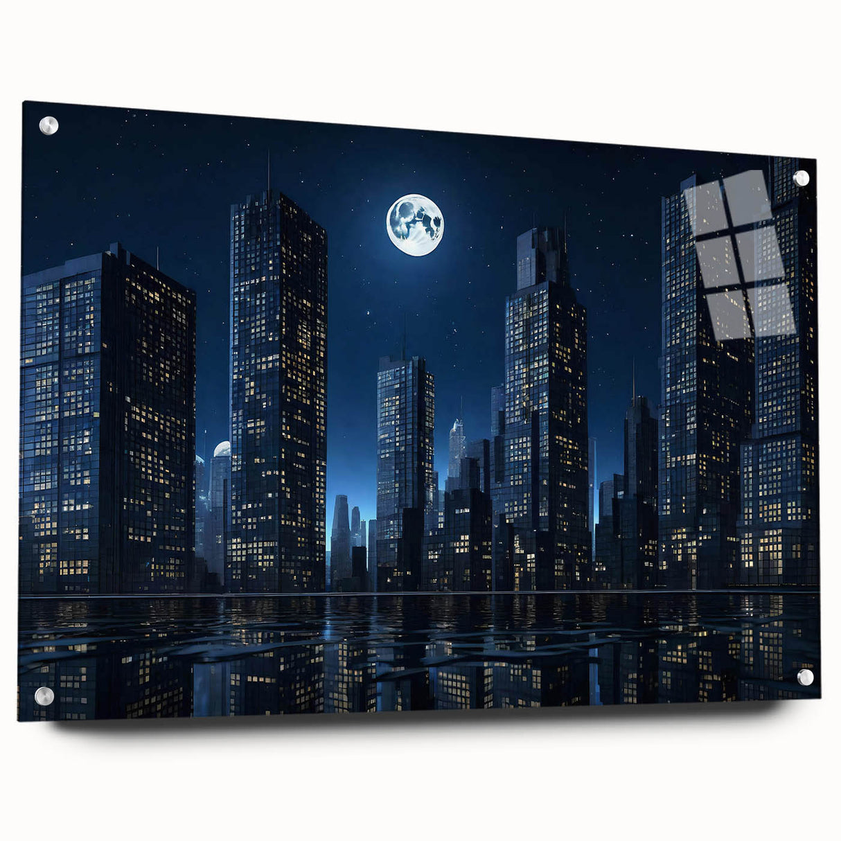 Large abstract wall art in muted gray and blue tones on canvas, suitable for bedroom or dining room decor.