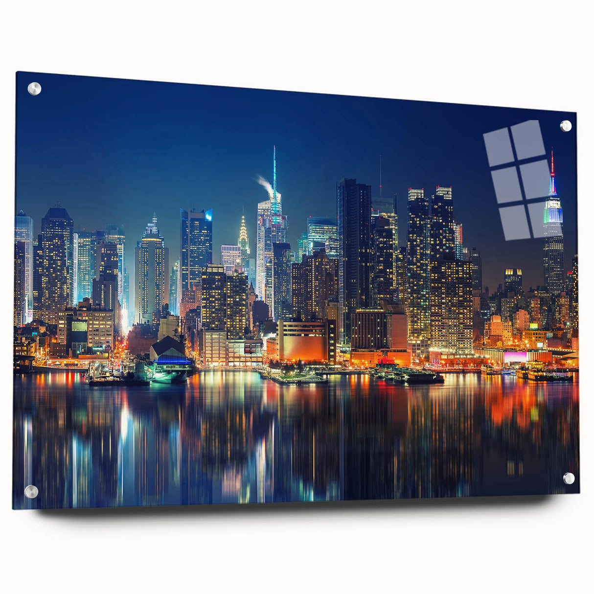 Large abstract wall art in shades of blue and gray on canvas, suitable for bedroom or dining room decor.