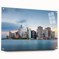 Large abstract wall art featuring swirling blue and gray tones on canvas, suitable for bedroom or dining room decor.