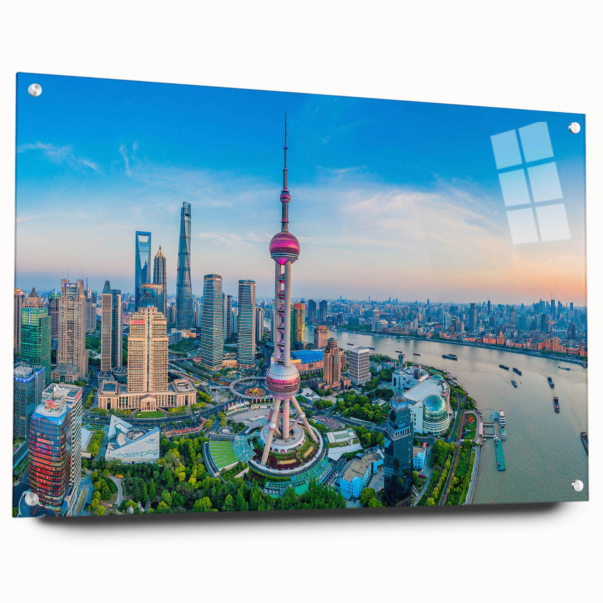 Large abstract wall art featuring swirling blue and grey tones on canvas, suitable for bedroom or dining room decor.