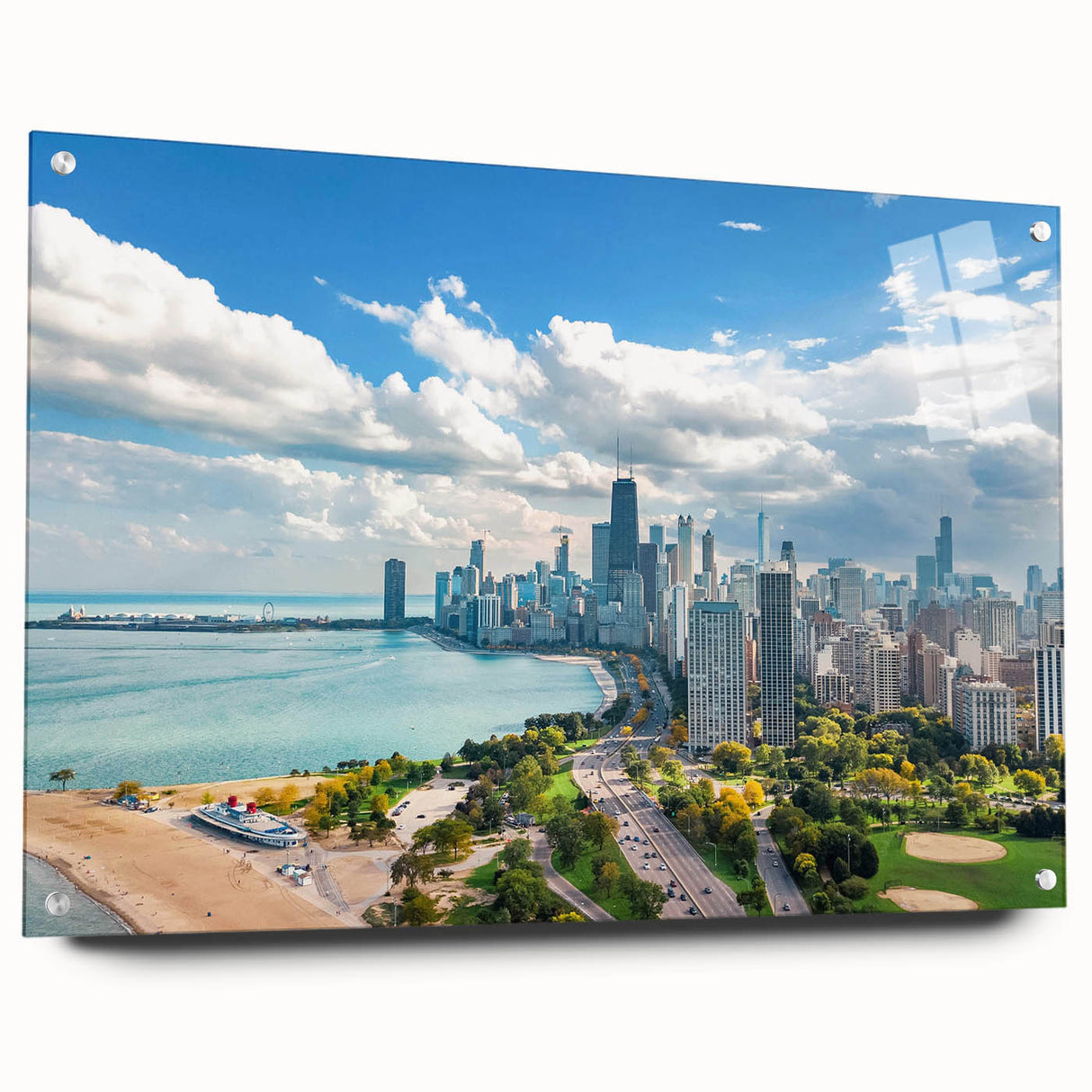 Large abstract wall art depicting swirling blue and gray hues on canvas, suitable for bedroom or dining room decor.