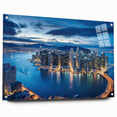 Large abstract wall art in vibrant blue and gold tones on canvas, suitable for dining room or bedroom decor.