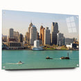 Large abstract wall art featuring swirling blue and gray tones on canvas, suitable for bedroom or dining room decor.