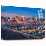 Large abstract wall art featuring swirling blues and grays on canvas, ideal for modern bedroom or dining room ambiance.