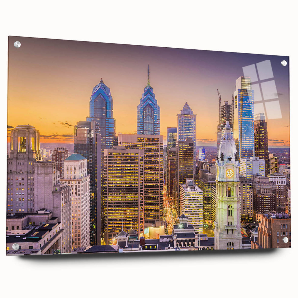 Large abstract wall art in vibrant blue and gold tones on canvas, suitable for bedroom or dining room decor.