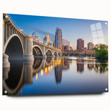 Large abstract wall art in blue and gold tones on canvas, suitable for bedroom or dining room decor.