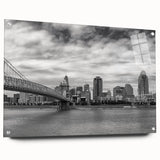 Large abstract wall art featuring swirls of blue and gray tones on canvas, ideal for modern bedroom or dining room decor.