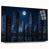Large abstract wall art in vibrant blue and orange tones on canvas, ideal for bedroom or dining room decor.