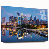 Large abstract wall art print featuring swirling blue and gray tones on canvas, suitable for bedroom or dining room decor.