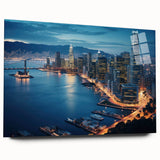 Large abstract wall art featuring swirling blue and gray tones on canvas, suitable for bedroom or dining room decor.