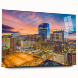 Large abstract wall art in vibrant orange and blue tones on canvas, suitable for bedroom or dining room decor.