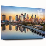 Large abstract wall art in vibrant blue and orange tones, printed on canvas, suitable for bedroom or dining room decor.