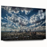 Large abstract wall art in blue and gray tones on canvas, ideal for bedroom or dining room decor.