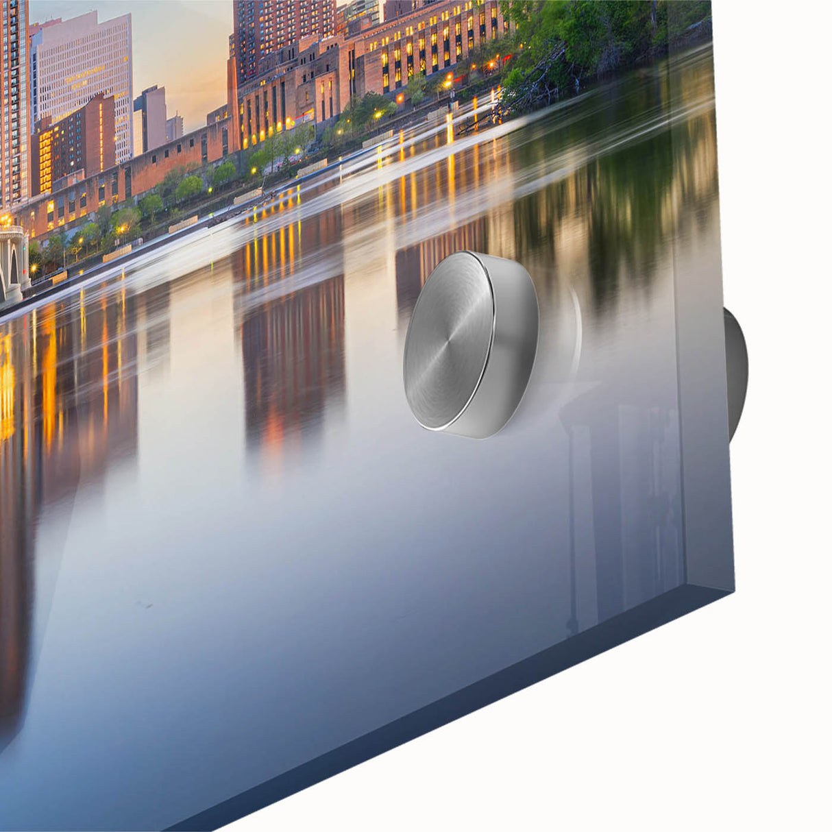 Large abstract wall art in mid-century modernist style with vibrant blue and orange hues on canvas.