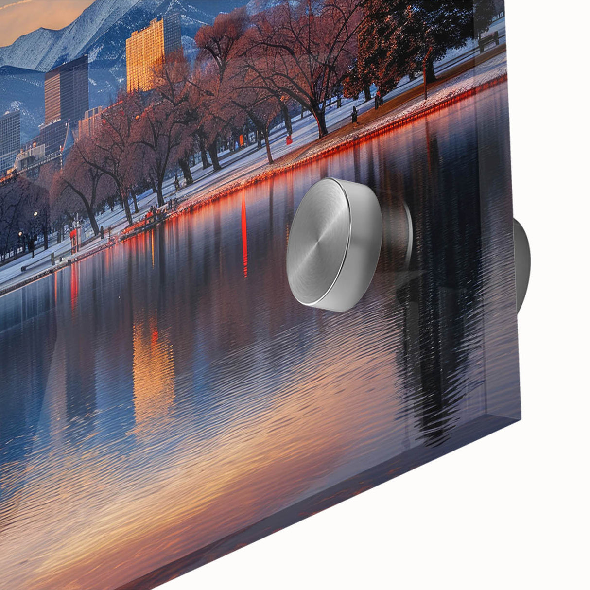 Large abstract wall art in mid-century modernist style with vibrant orange and teal hues on canvas.
