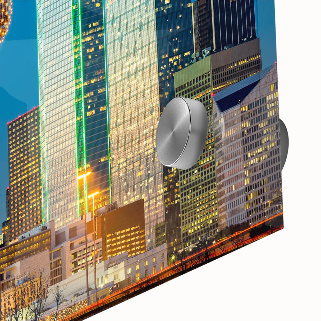 Large abstract wall art in mid-century modernist style with vibrant orange and blue tones on canvas.