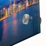 Large abstract wall art in mid-century modernist style, featuring bold geometric shapes in earth tones.