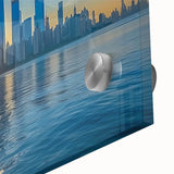 Large abstract wall art in mid-century modernist style, featuring bold geometric shapes in earth tones.