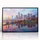 Large abstract wall art featuring swirling blue and gold patterns on canvas, ideal for modern living room decor.