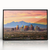 Large abstract wall art in mid-century modernist style with vibrant blues and oranges on canvas.