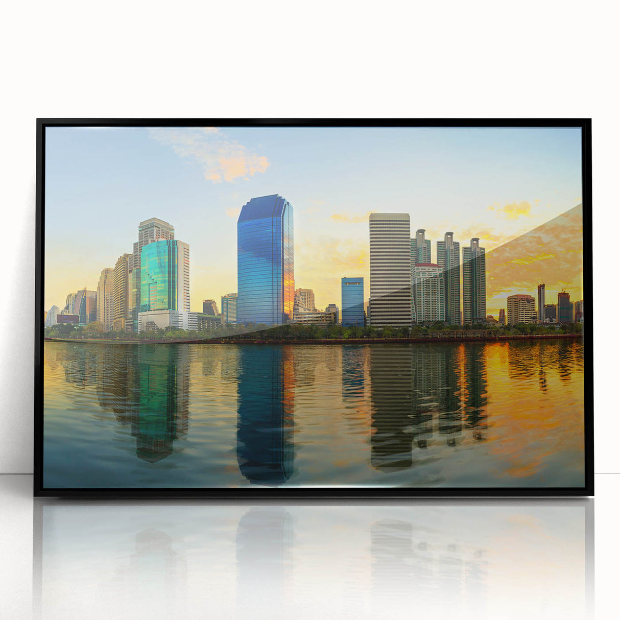 Large abstract wall art featuring swirling blue and green patterns on canvas, ideal for modern art wall decor.