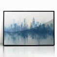 Large abstract wall art featuring swirling blue and gray tones on canvas, suitable for modern art wall decor.