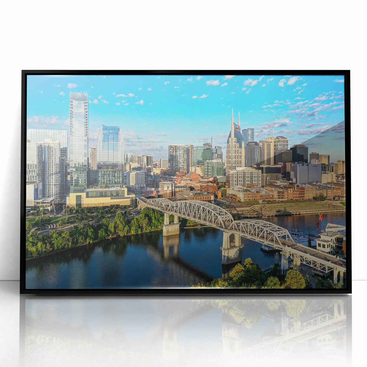 Large abstract wall art featuring swirling blue and gray tones on canvas, ideal for modern art wall decor.