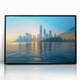 Large abstract wall art featuring swirling blue and gray tones on canvas, suitable for modern living room decor.