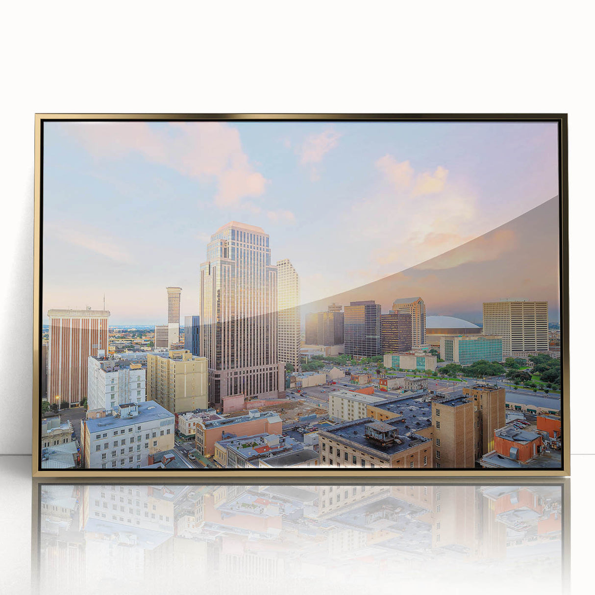 Large art print featuring a mid-century modernist abstract design in pastel shades.
