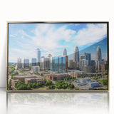 Large art print of a mid-century modernist abstract design in muted earth tones on canvas, suitable for modern nursery decor.