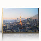 Large art print of a mid-century modernist style abstract design in muted earth tones on canvas.