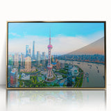 Large art print of a mid-century modernist style abstract design in muted earth tones on canvas.