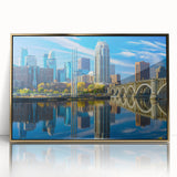 Large art print of a mid-century modernist abstract design in muted earth tones on canvas, suitable for nursery wall art.