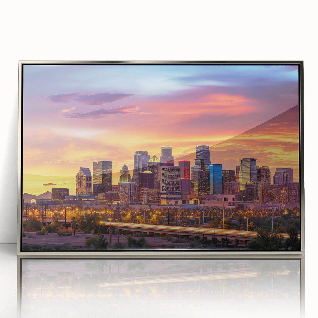 Mid-century modernist art deco poster featuring geometric shapes in muted gray and blue tones, ideal for nursery wall decor.