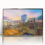 Mid-century modernist art poster featuring geometric shapes in muted tones on canvas, suitable for nursery wall art.