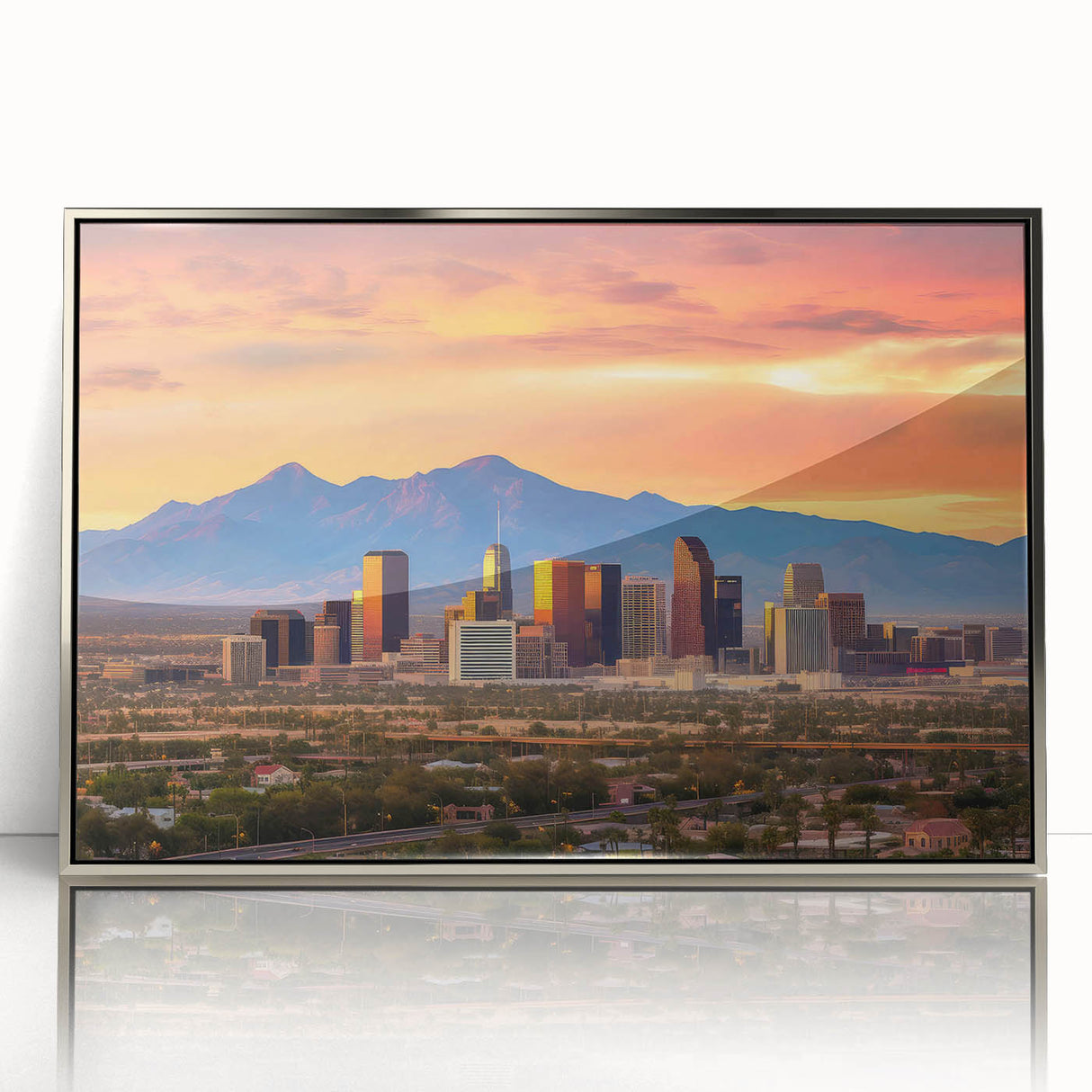 Mid-century modernist art deco poster featuring geometric shapes in muted earth tones, ideal for nursery wall art.